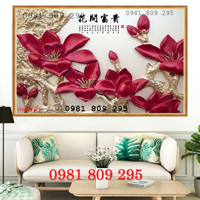 Gạch 3d hoa mẫu đơn đẹp