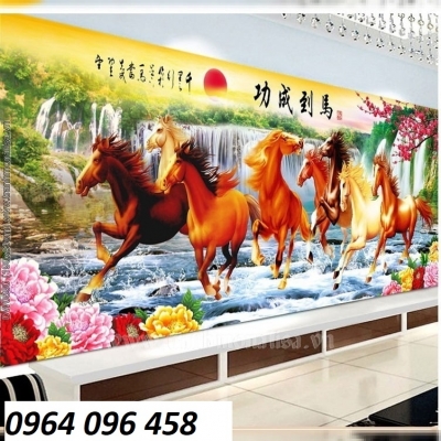 Tranh mã đáo thành công gạch tranh 3d ốp tường - 77CV