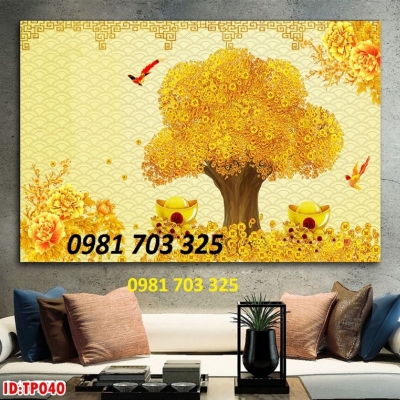 tranh cây kim tiền, gạch tranh 3D