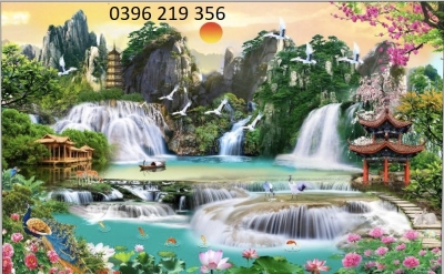 Tranh gạch ốp lát phong cảnh trang trí 3d