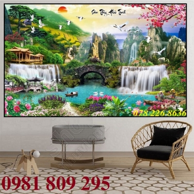 Gạch tranh ốp tường , tranh 3d phong cảnh đẹp