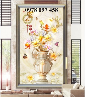 Gạch tranh bình hoa ốp tường