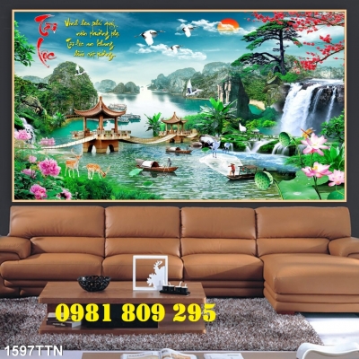 Gạch tranh thác nước phòng khách HN888