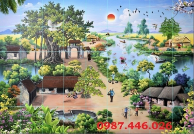 Gạch tranh làng quê tường HP9272