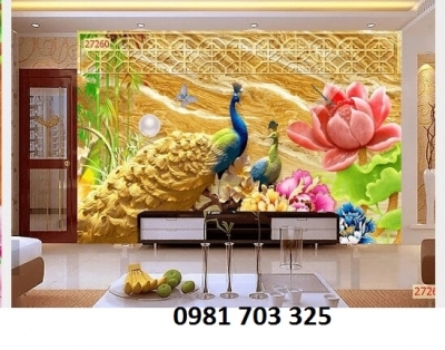 Tranh gạch chim công- tranh phong thủy