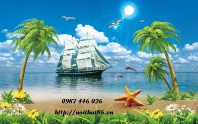 Tranh gạch men thuyền buồm HP7273
