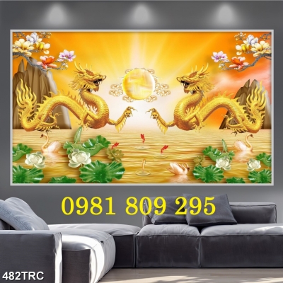 Gạch 3D rồng phượng trang trí nhà mồ HP32585