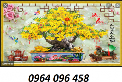 Tranh cây mai 3d - tranh gạch 3d cây mai - 766XL