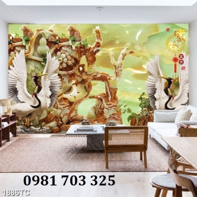 Tranh gạch tùng hạc đẹp