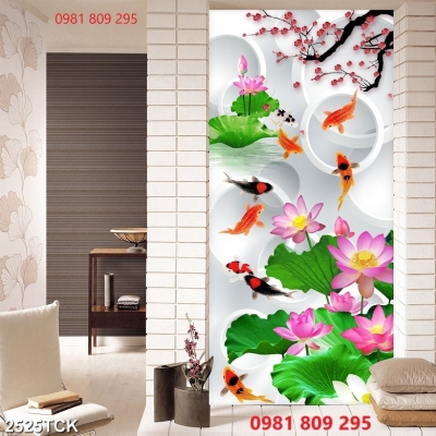 Tranh gạch , gạch cao cấp khổ dọc hoa sen