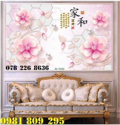 Gạch tranh ốp tường 3d tường hoa đẹp