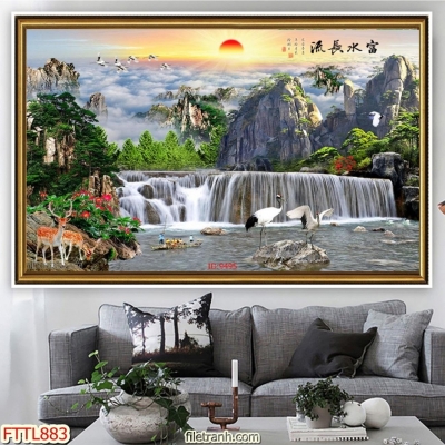 Tranh 3D- Tranh gạch thác nước