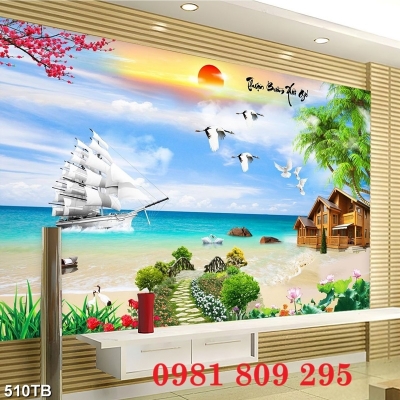 Tranh gạch 3d thuyền , tranh gạch men