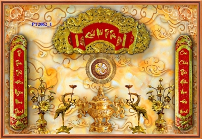 Gạch tranh 3D dán phòng thờ, bia mộ