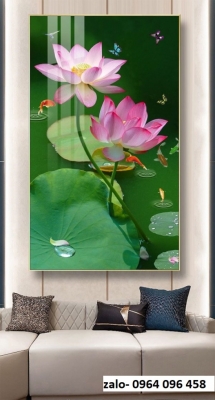 Tranh gạch 3d ốp tường tranh hoa sen - SKJM9