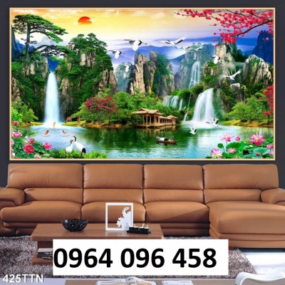 Tranh gạch 3d ốp tường phong cảnh đồng quê - 097CV