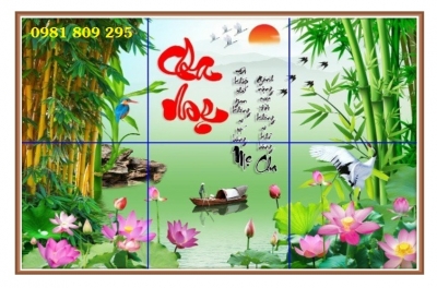 Gạch tranh hoa sen chữ cha mẹ