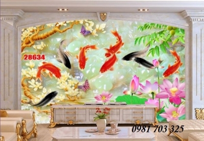 Gạch tranh cá chép- tranh 3D phong thủy