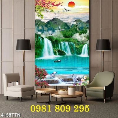 Tranh gạch men thác nước đứng HN8282