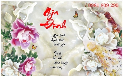 Tranh đôi chim công- gạch tranh HP908