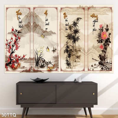 Phòng khách đep ốp tranh gạch men