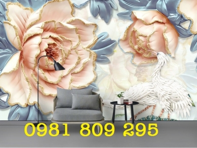Tranh gạch hoa mẫu đơn 3d