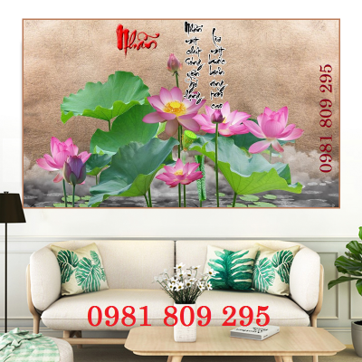 Gạch trang trí 3d hoa sen cá chép
