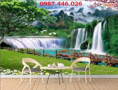 Tranh gạch men thác nước sơn thủy hữu tình HP9723