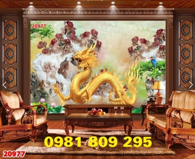 Tranh gạch ốp tường rồng phượng H97