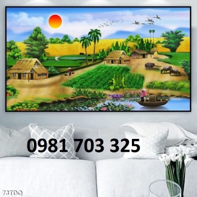 Tranh gạch 3D đẹp cảnh làng quê