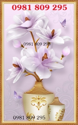 Tranh bình hoa 3d - tranh gạch 3d bình hoa