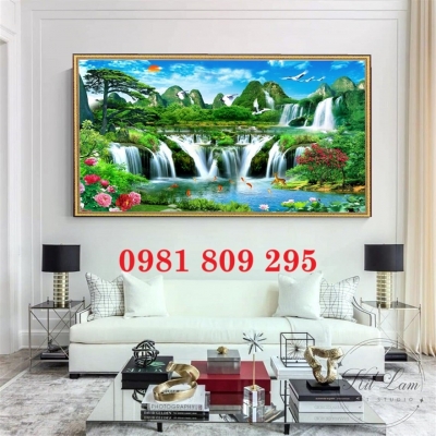 Tranh nước chảy sinh tài , gạch tranh 3d