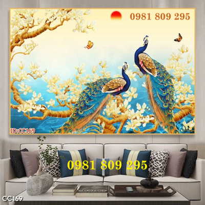 Gạch tranh men chim công đẹp