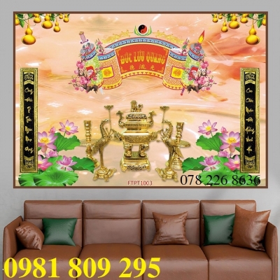 Gạch 3d trang trí phòng thờ câu đối