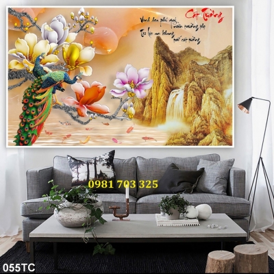 Tranh gạch chim công 3D phong thủy