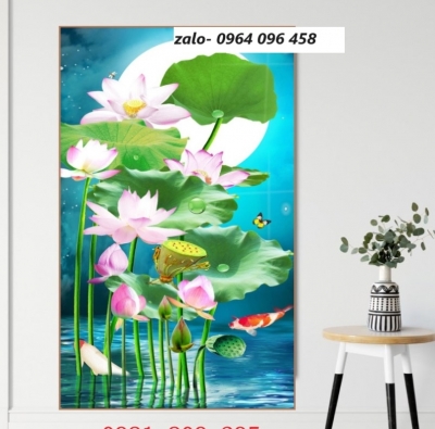 Tranh hoa sen 3d - tranh gạch 3d hoa sen - SKN42
