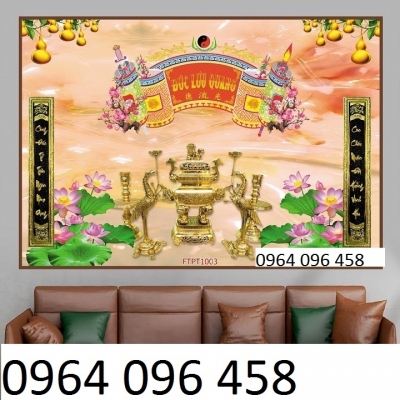 Tranh gạch 3d câu đối phòng thờ - 54CN
