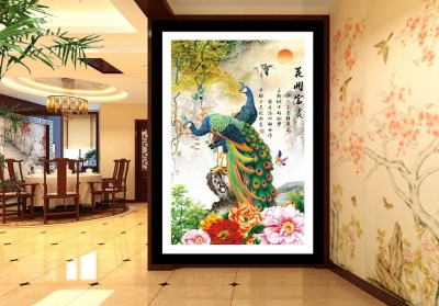 Gạch 3d tranh chim công - HF3