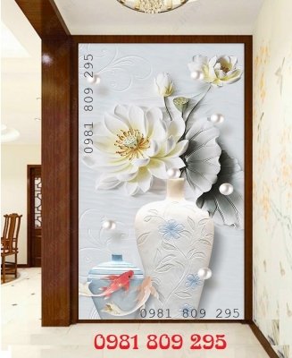 Tranh bình hoa - tranh gạch 3d bình hoa