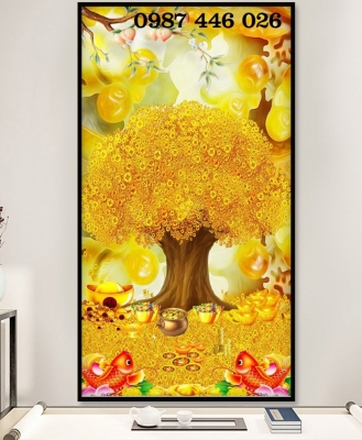 Gạch tranh cây tiền lộc vàng HP8233