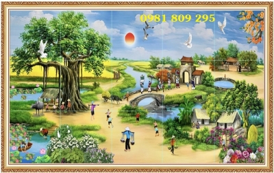 Tranh gạch làng quê 3d