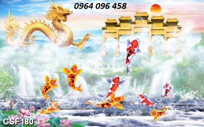 Tranh cá chép 3d - tranh gạch 3d cá chép - 754SM