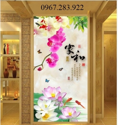 Tranh gạch- Tranh hoa 3D khổ dọc
