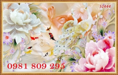 Tranh chim công 3d - tranh gạch 3d chim công