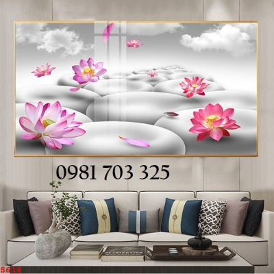 Tranh hoa sen, tranh gạch men 3D