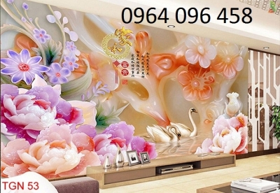 Mẫu tranh gạch 3d dán tường phòng khách -523SP