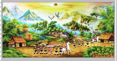 Gạch tranh 3d phong cảnh làng quê