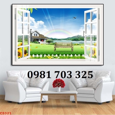 Gạch tranh cửa sổ 3D đẹp