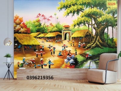 Gạch tranh 3D hình đồng quê đẹp
