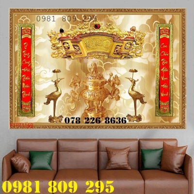 Gạch 3d phòng thờ phúc lộc thọ
